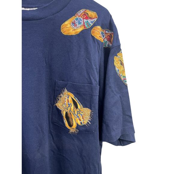 Vintage Single Stitch Navy Moccasin and Desert Hand Painted Tee Shirt Size‎ XL - Picture 3 of 8